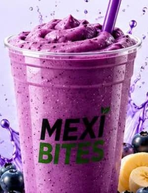 Blue Dream smoothie in a MexiBites cup, from the MexiBites menu flyer